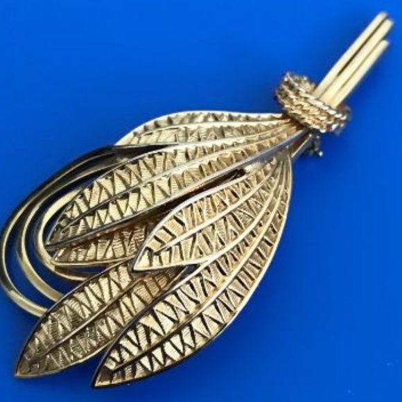 Vintage CoroCraft Gold-Tone Wheat Sheaf Brooch - Picture 4 of 6